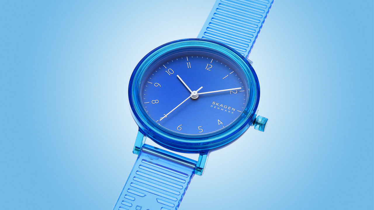 Skagen Denmark blue watch product photography
